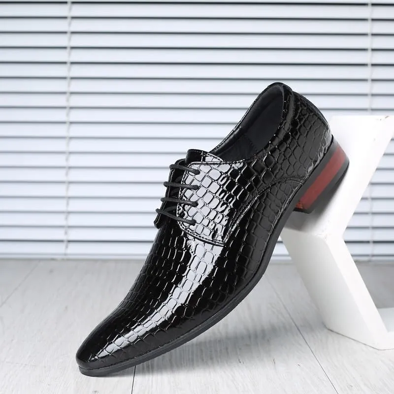 Men's Oxford Shoes Lace-up PU Leather Fashion Dress Sneakers, Pointed Tip Orthopedic Business Casual New Shoes