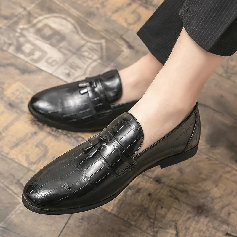Men's Round Toe Dress Loafers Formal Shoes Formal Shoes Dress Oxford for Men Slip On Loafer Resistant Non Slip Low Top Outdoor