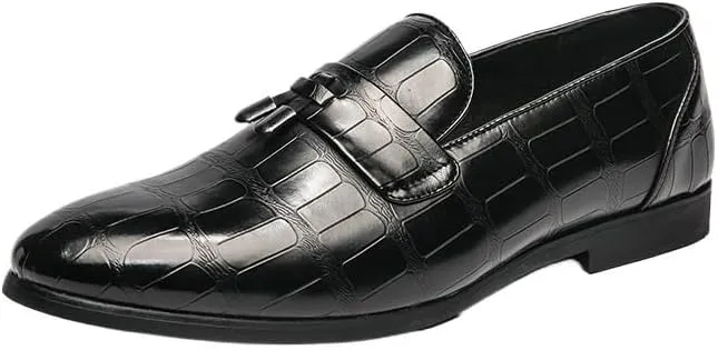 Men's Round Toe Dress Loafers Formal Shoes Formal Shoes Dress Oxford for Men Slip On Loafer Resistant Non Slip Low Top Outdoor