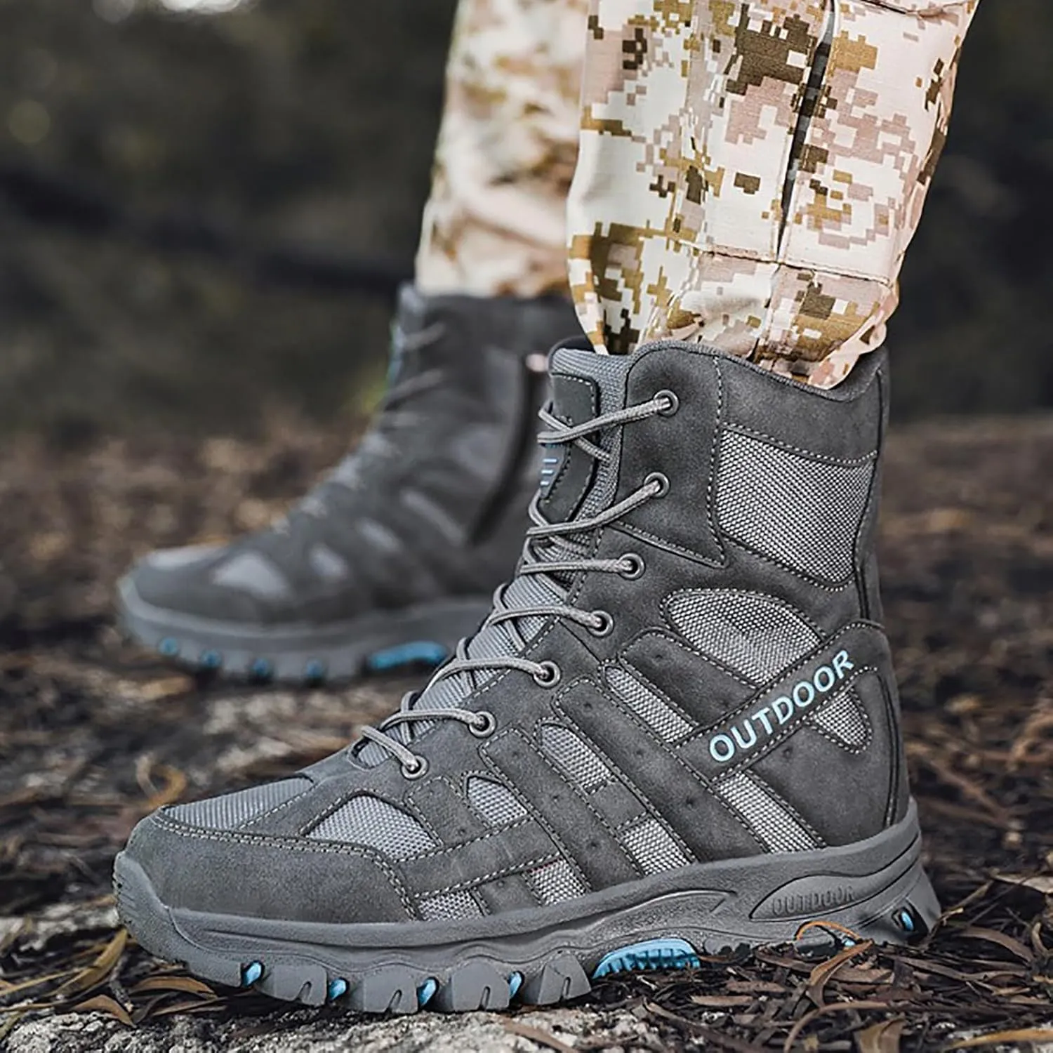 Men's Waterproof Tactical Boots Lace Up Breathable High Top Boots Military Army Outdoor Shoes For Hiking Climbing