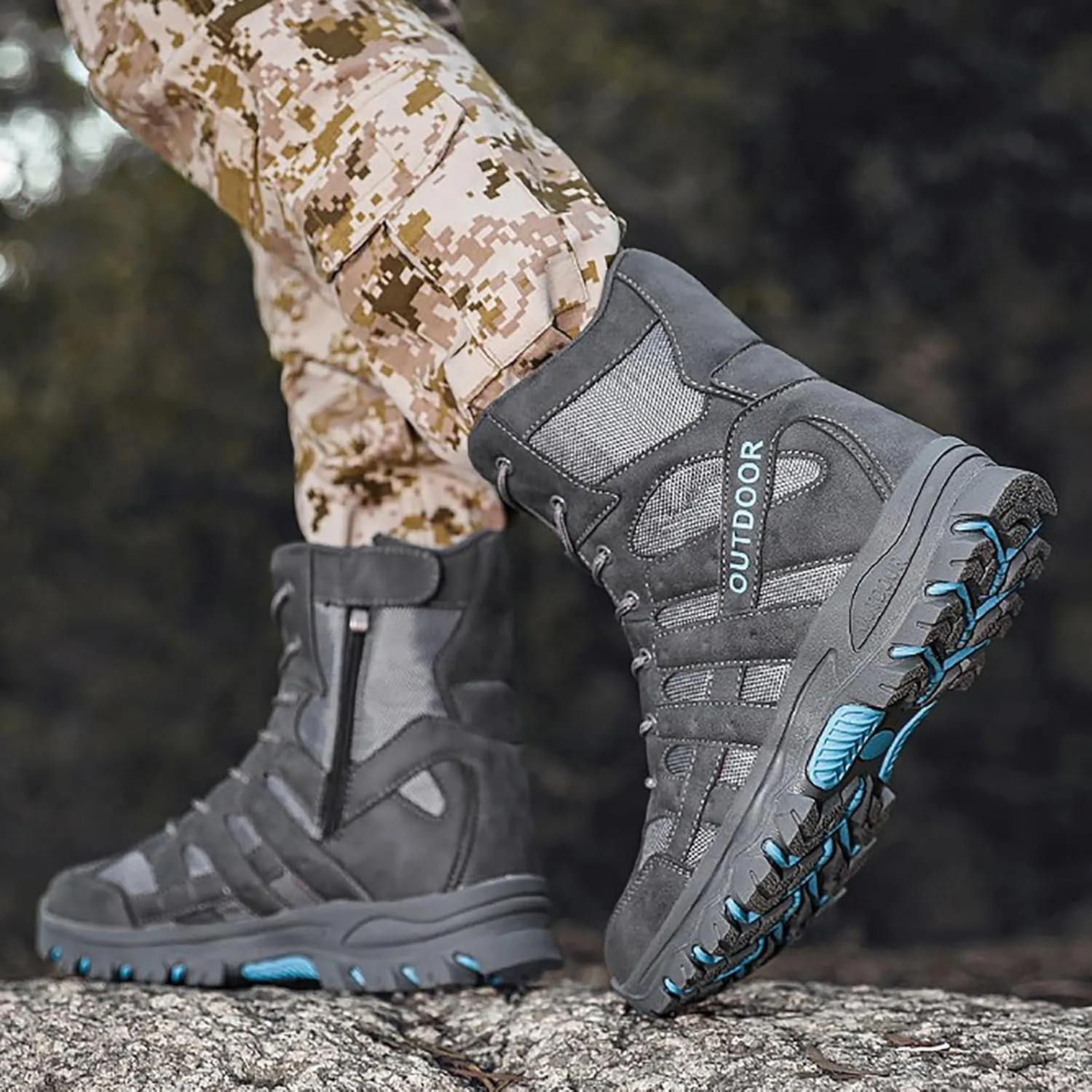 Men's Waterproof Tactical Boots Lace Up Breathable High Top Boots Military Army Outdoor Shoes For Hiking Climbing
