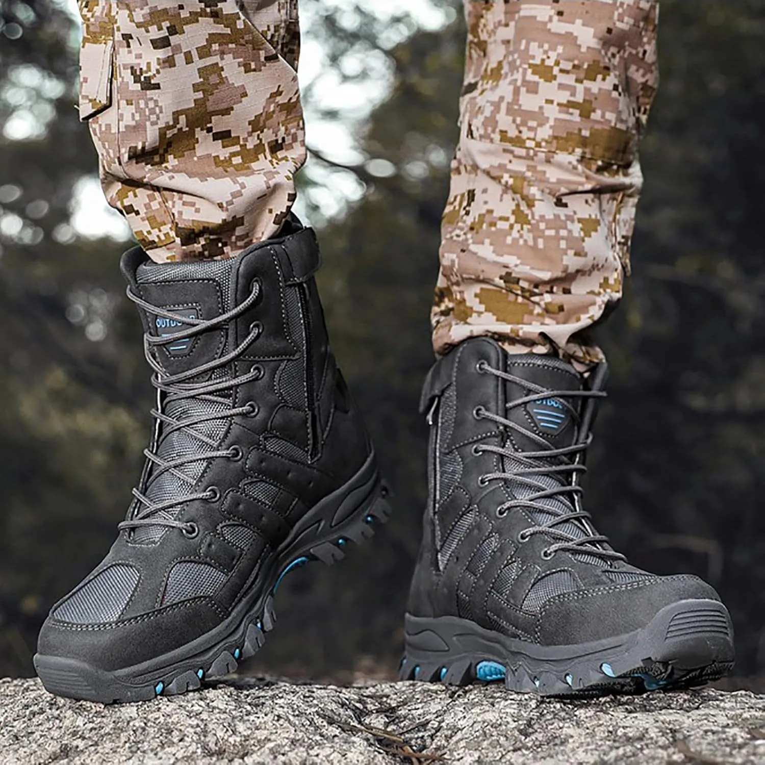 Men's Waterproof Tactical Boots Lace Up Breathable High Top Boots Military Army Outdoor Shoes For Hiking Climbing