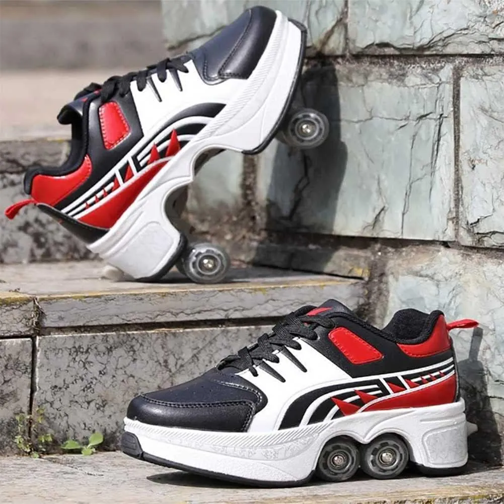 Multifunctional Roller Skates Shoes Deformation Automatic Walking Shoes Invisible Pulley Shoes Skates Male and Female Skating Shoes Outdoor Sports Kick Rollershoes