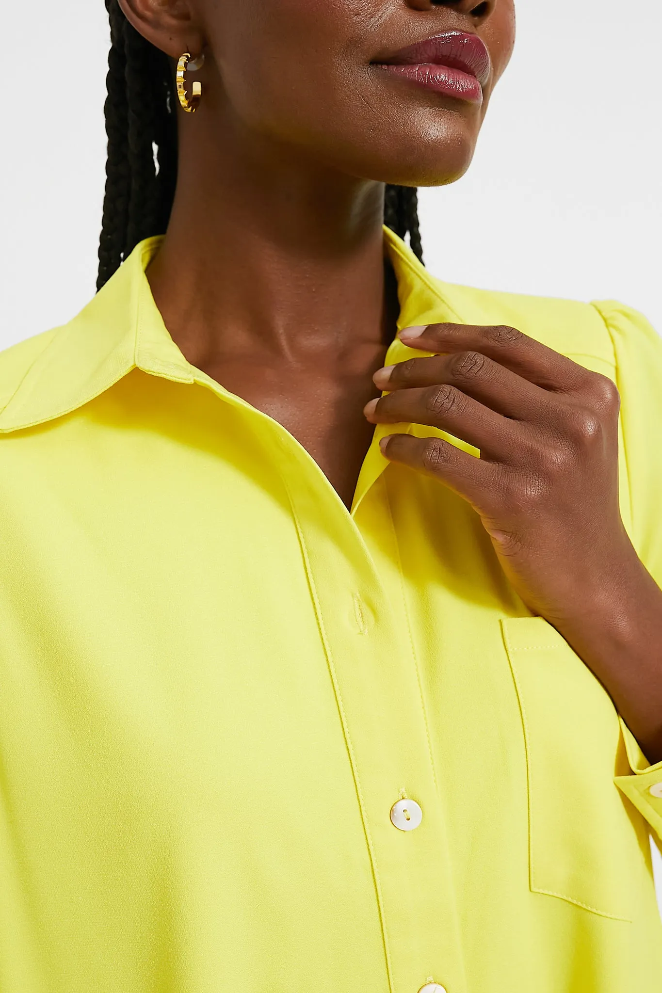Neon Yellow Crepe Callahan Shirt Dress