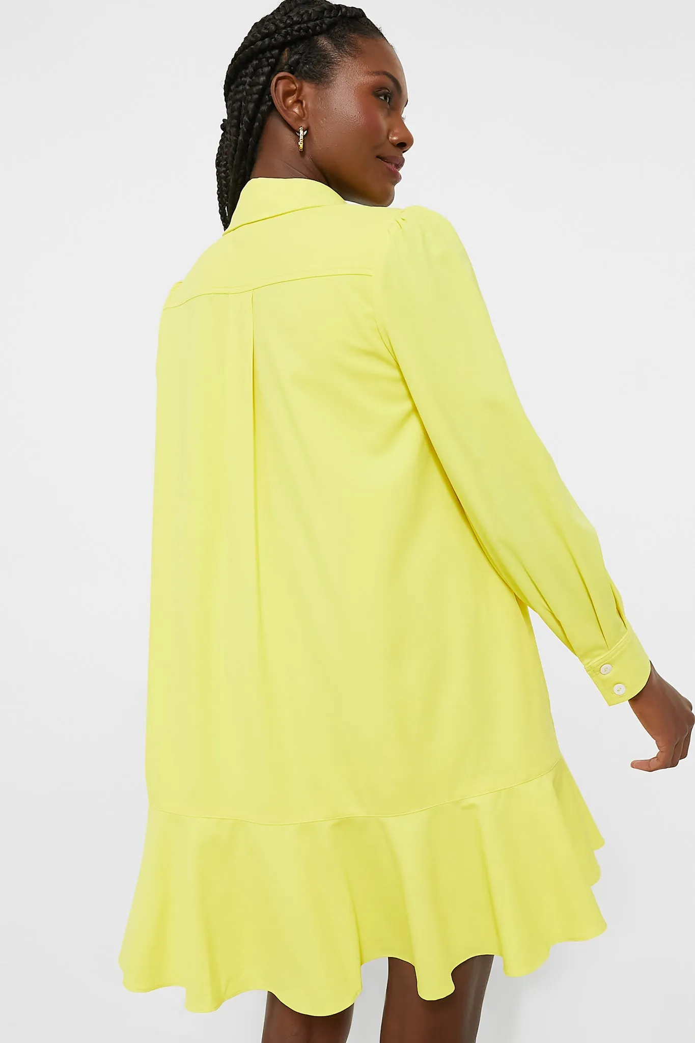 Neon Yellow Crepe Callahan Shirt Dress