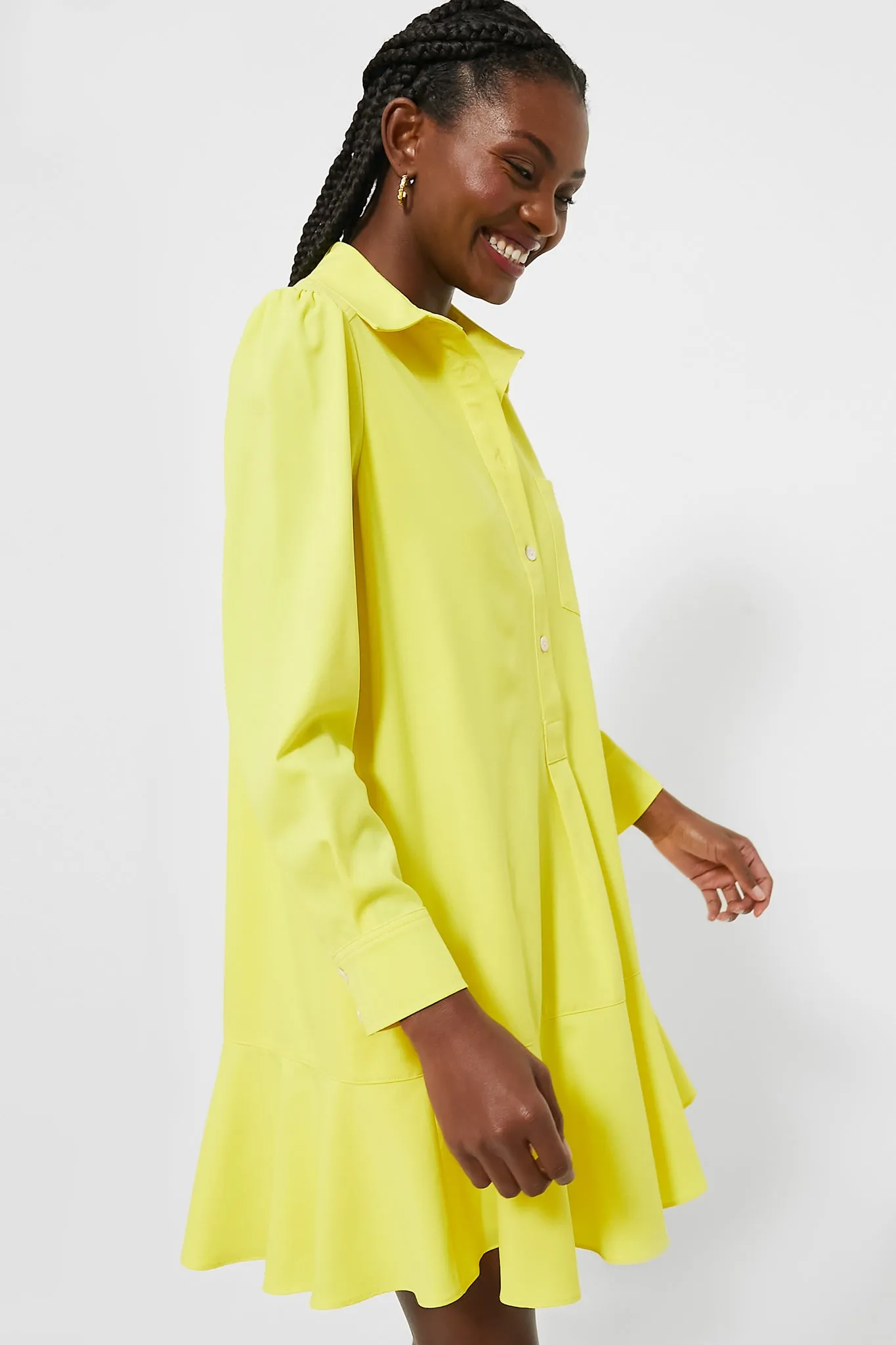 Neon Yellow Crepe Callahan Shirt Dress