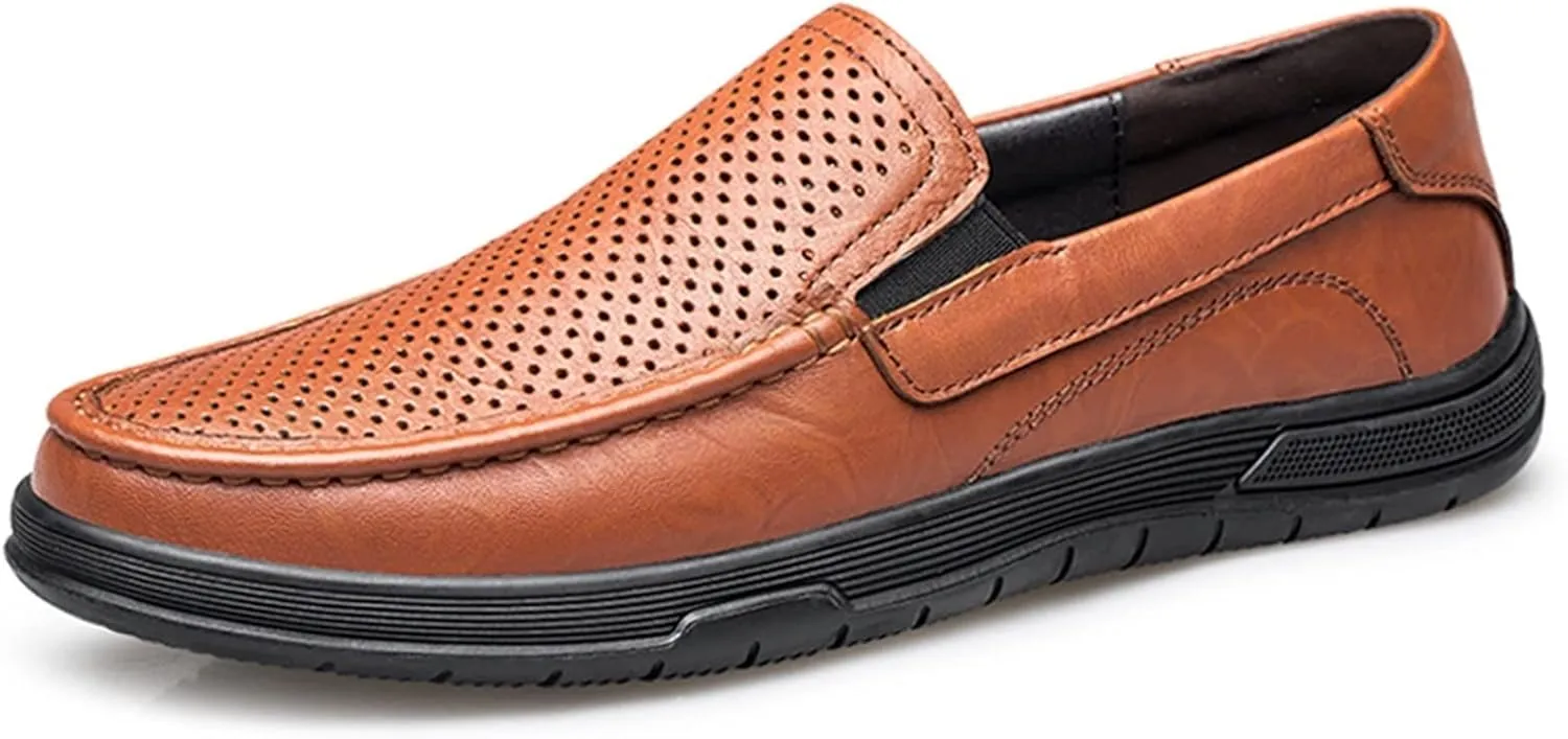 New Loafers for Men Round Toe Simple Breathable Lightweight Loafer Shoes Flexible Resistant Flat Heel Classic Slip On