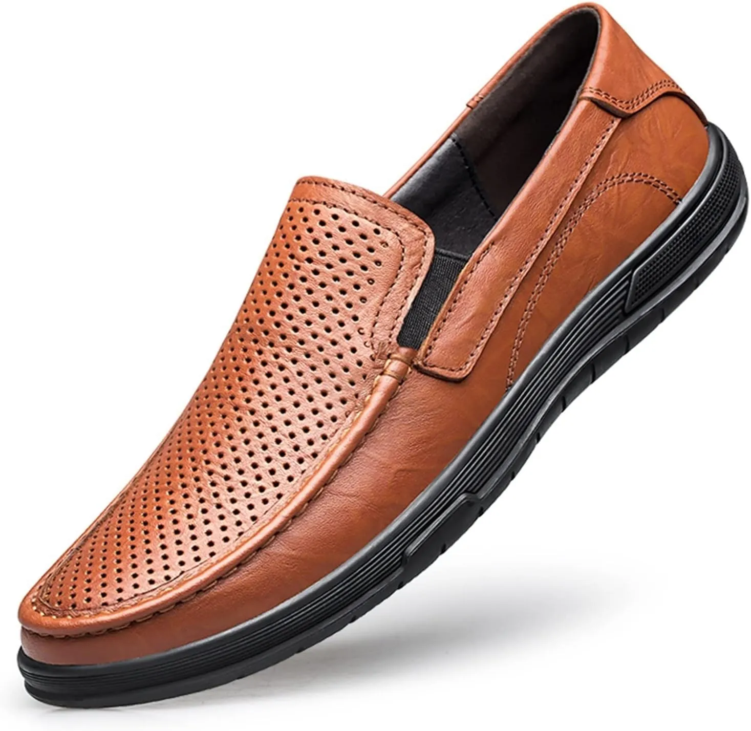 New Loafers for Men Round Toe Simple Breathable Lightweight Loafer Shoes Flexible Resistant Flat Heel Classic Slip On