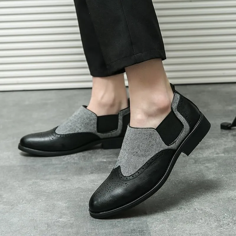 New Men's Classic Career Leather Shoes Fashion Business Casual Driving Shoes Men Brock Handmade Vintage Slip-on Loafers