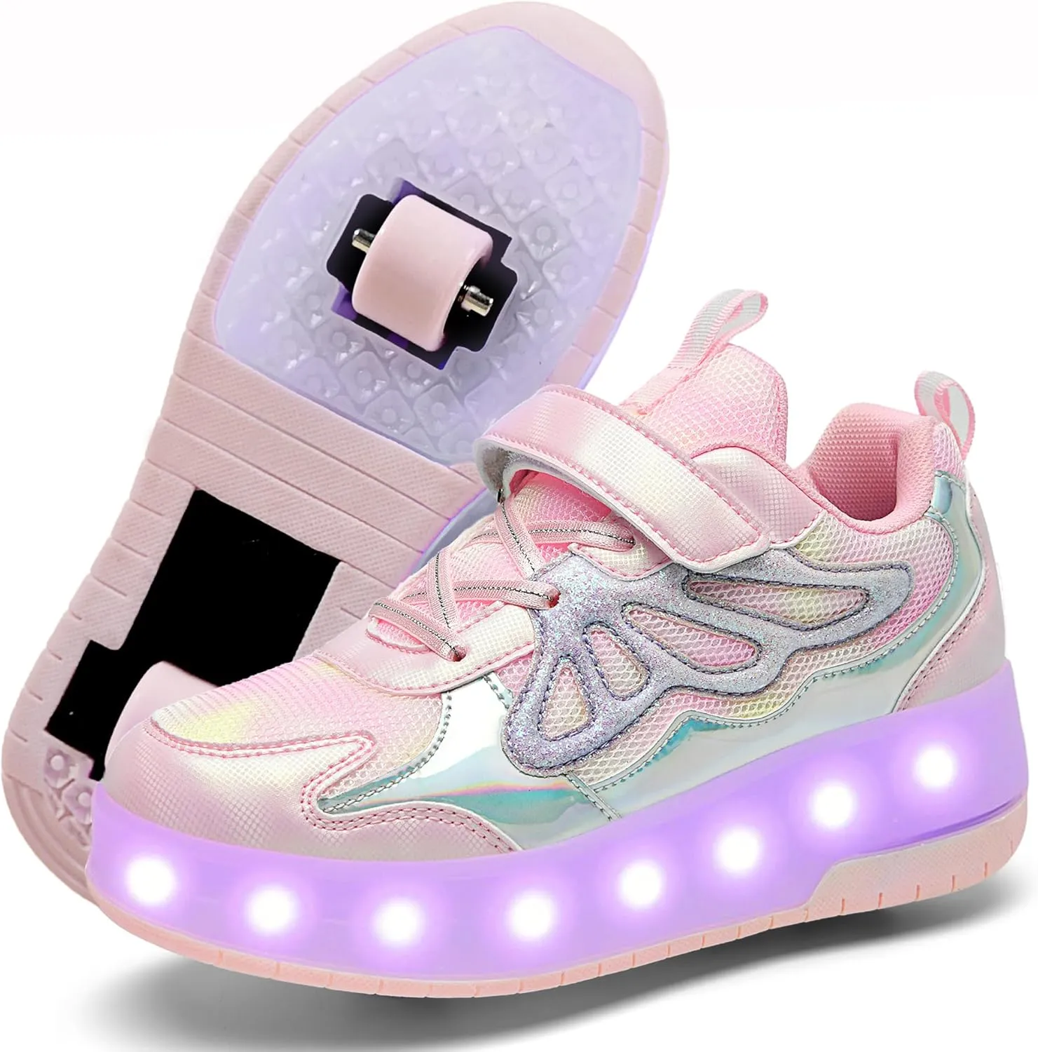 Nsasy Girls Boys Roller Shoes with LED Light Up Wheels Sneakers Kids Roller Skates Shoes for Kids for Children