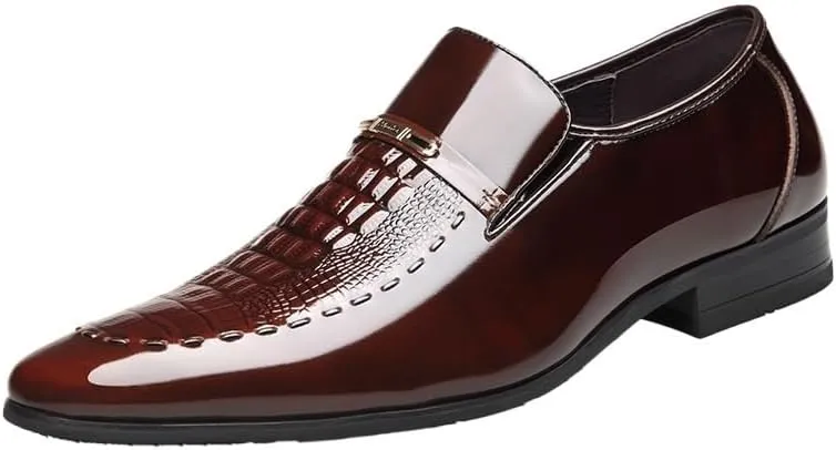 Oxford Dress Shoes for Men Slip On New Men Classic Leather Shoes Business Pointed Toe Platform Loafers Work Men Dress Shoes
