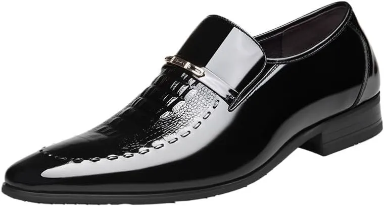 Oxford Dress Shoes for Men Slip On New Men Classic Leather Shoes Business Pointed Toe Platform Loafers Work Men Dress Shoes