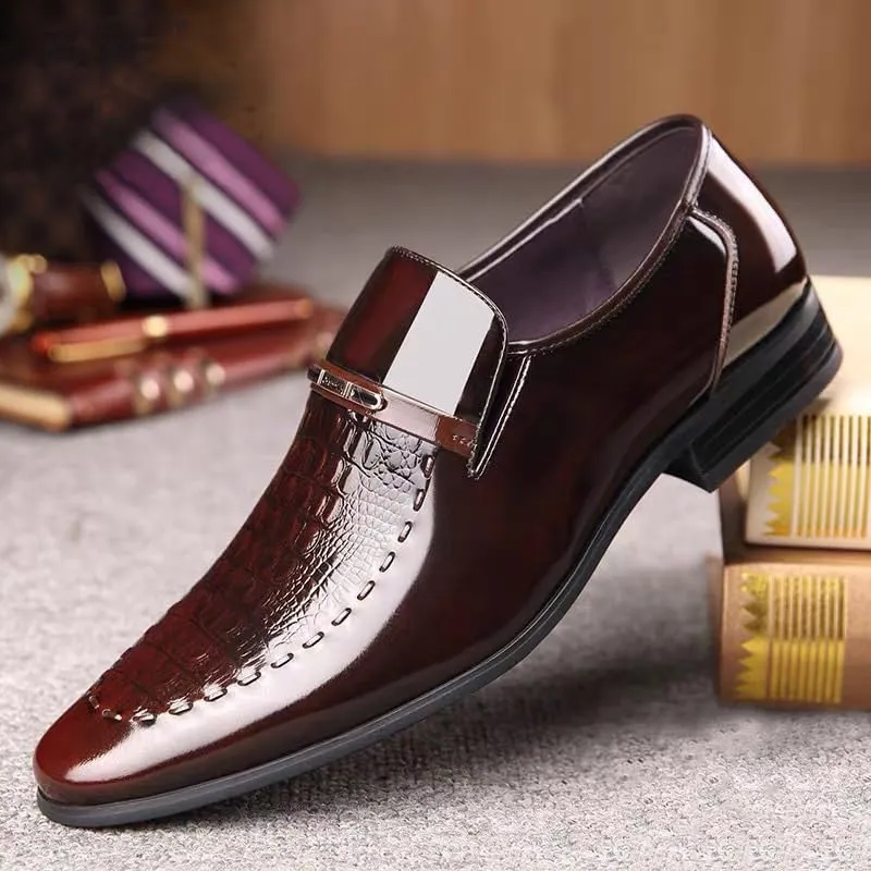 Oxford Dress Shoes for Men Slip On New Men Classic Leather Shoes Business Pointed Toe Platform Loafers Work Men Dress Shoes