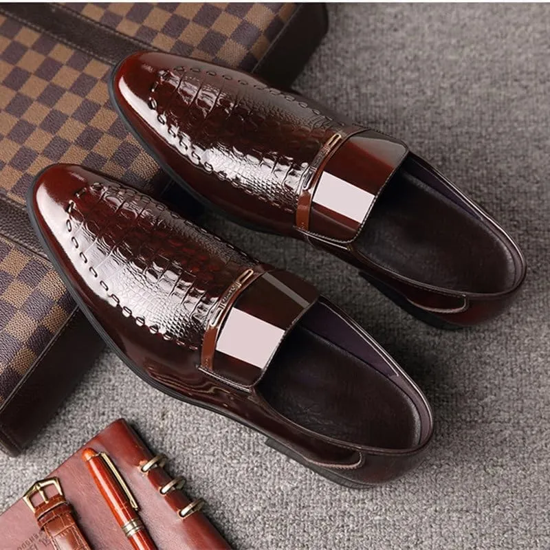 Oxford Dress Shoes for Men Slip On New Men Classic Leather Shoes Business Pointed Toe Platform Loafers Work Men Dress Shoes