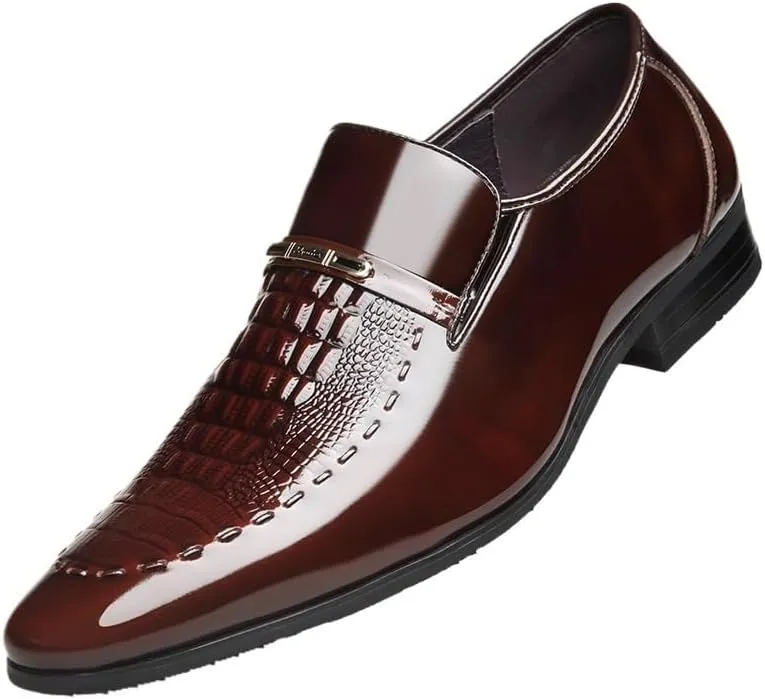 Oxford Dress Shoes for Men Slip On New Men Classic Leather Shoes Business Pointed Toe Platform Loafers Work Men Dress Shoes