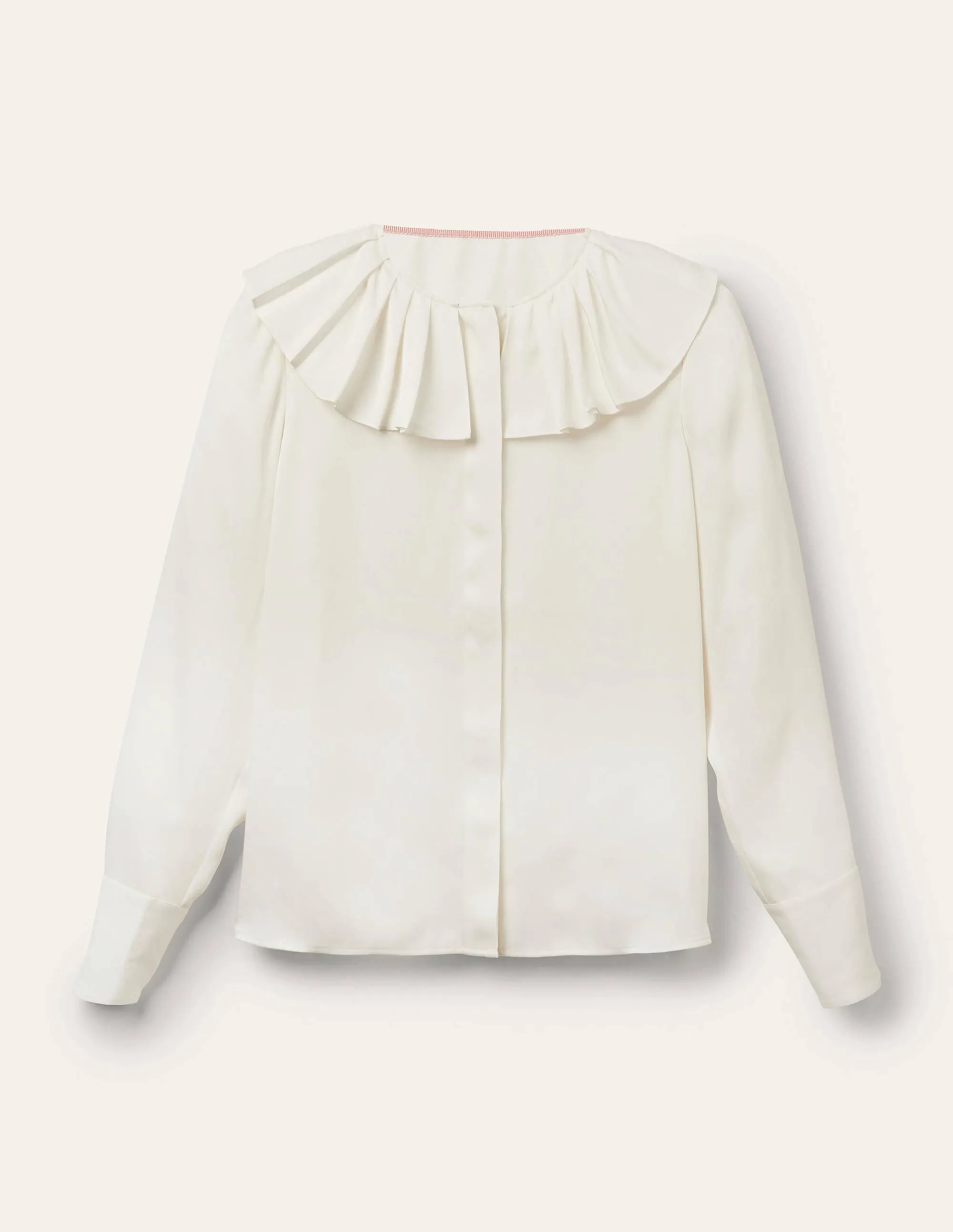 Pleated Collar Boxy Top-Ivory