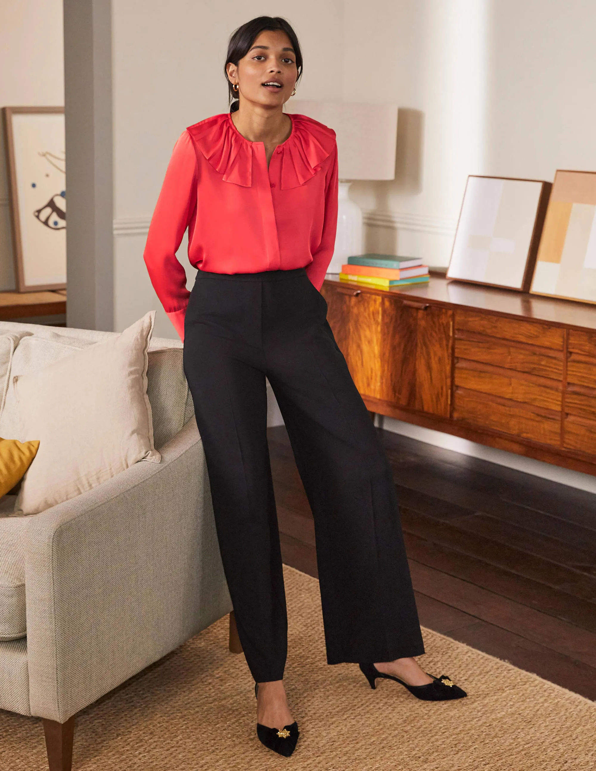 Pleated Collar Boxy Top-Poppadew