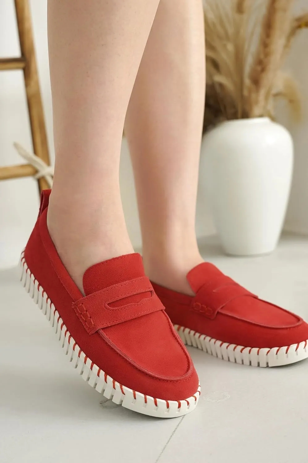 Project Cloud Genuine Leather Loafers for Women ?C Women's Fashion Sneakers for 2025, Non-Slip Work Shoes with Memory Foam Insole ?C Lightweight & Flexible Womens Loafers (Filide)
