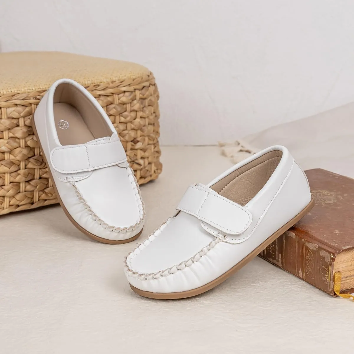 Toddler Boys Girls PU Leather Loafers Little Kids Slip-On Texture Flats Boat Wedding Dress Shoes School Uniform Moccasins Daily Walking Shoes(Toddler/Little Kids)