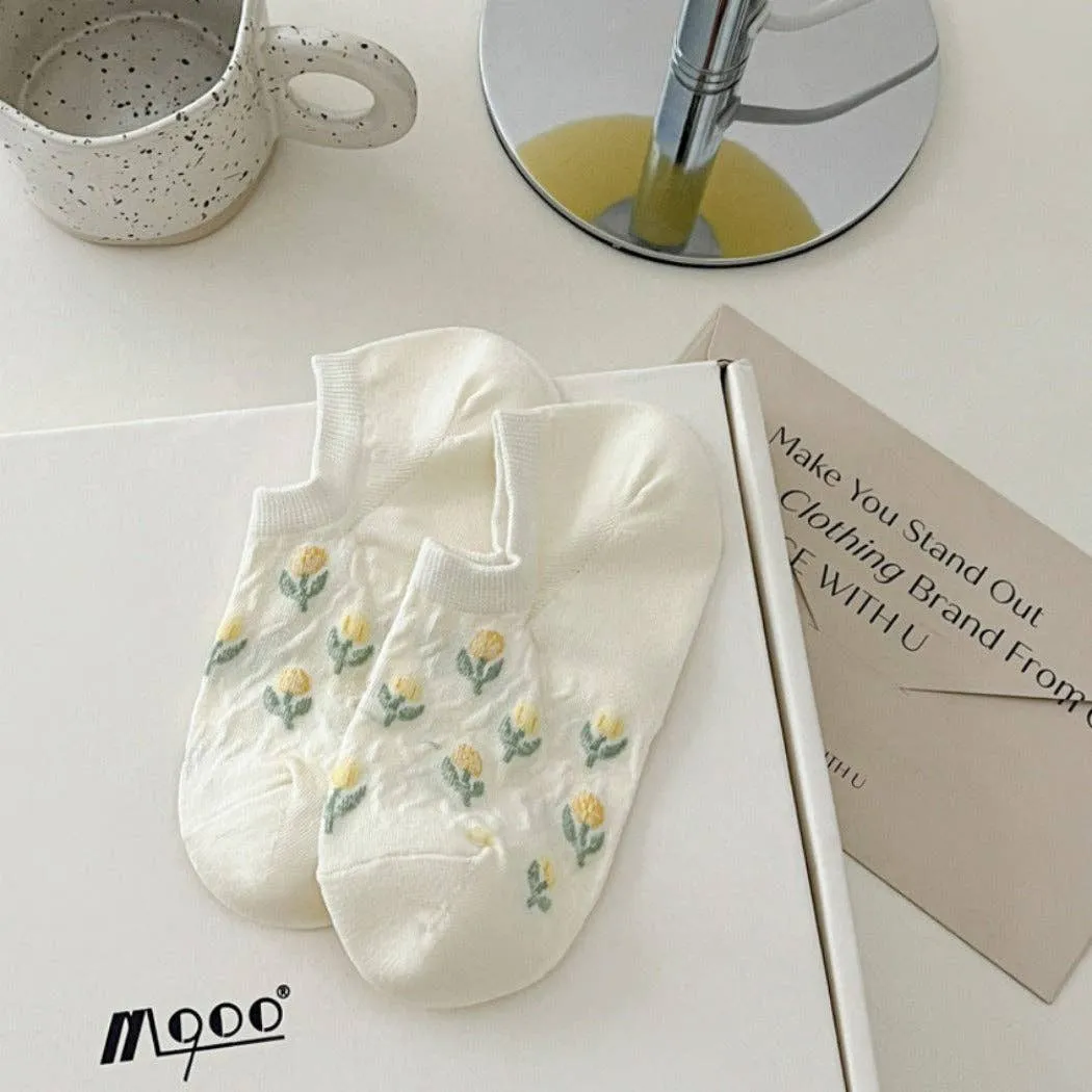 Tulip Print Summer Low-Cut Socks