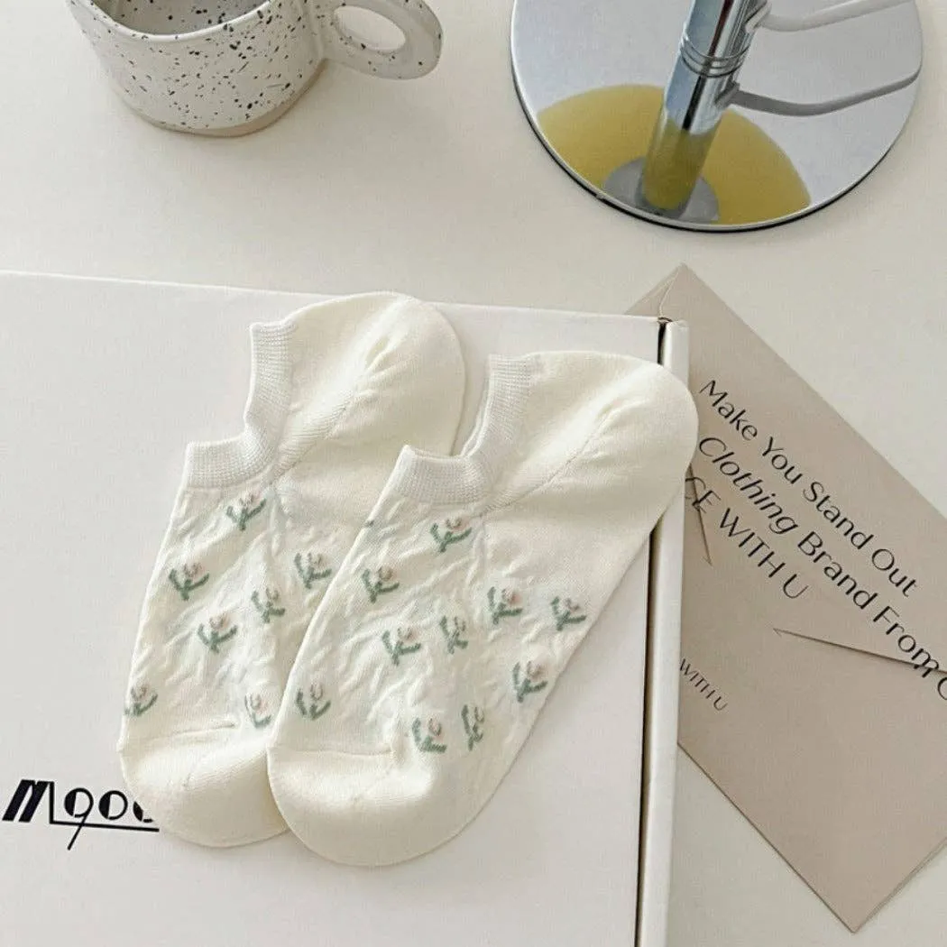 Tulip Print Summer Low-Cut Socks