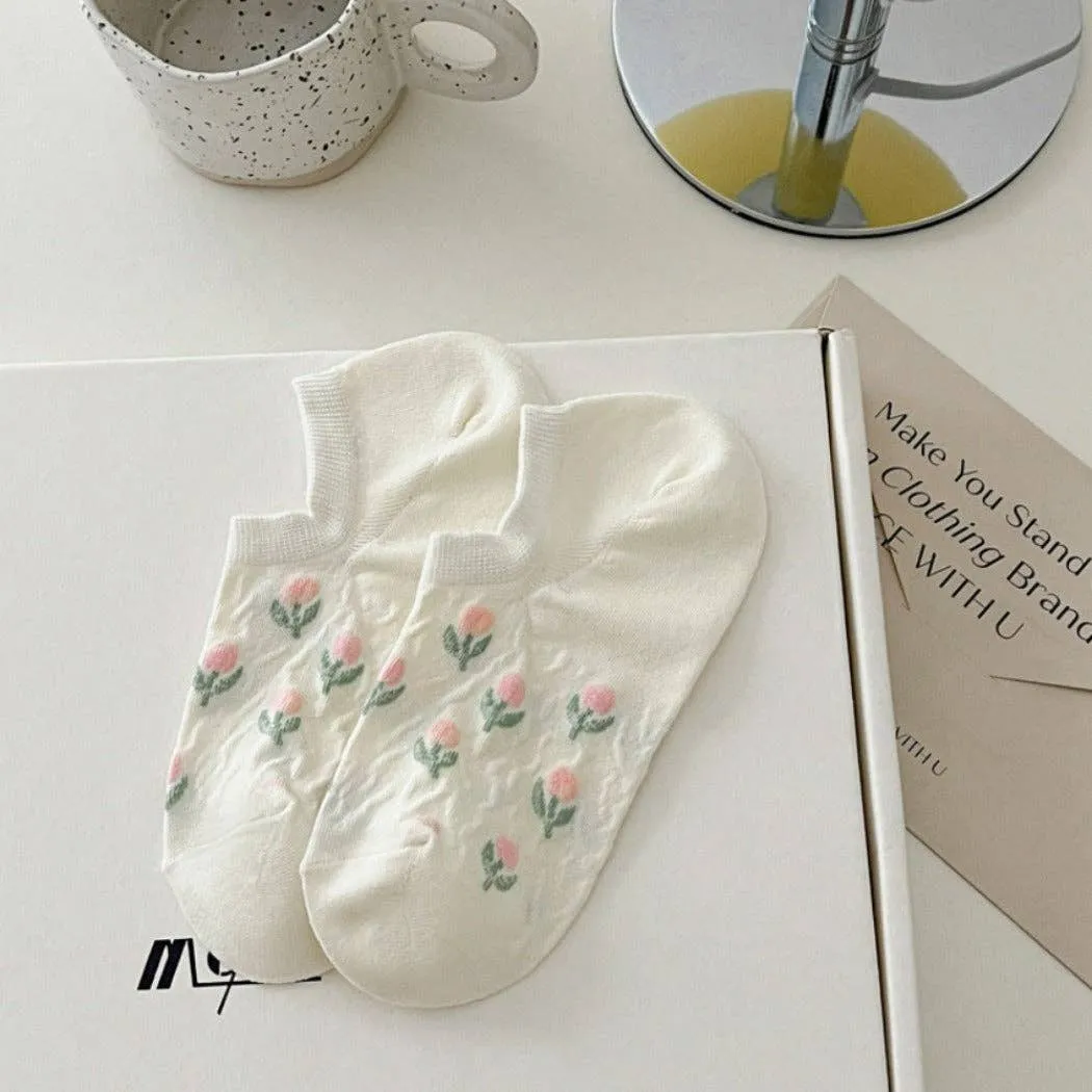 Tulip Print Summer Low-Cut Socks