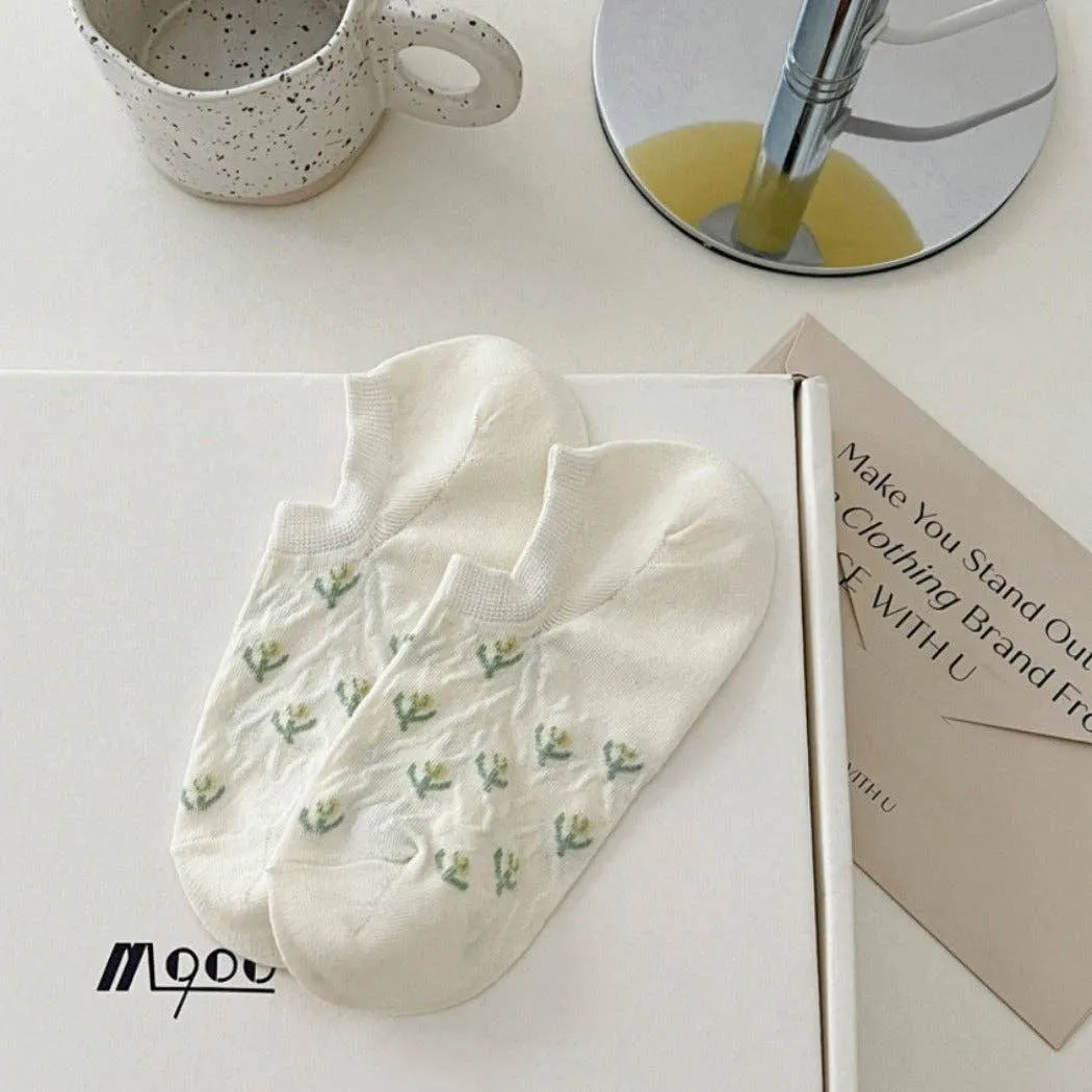 Tulip Print Summer Low-Cut Socks