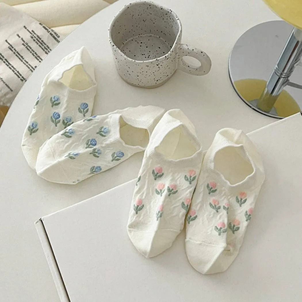 Tulip Print Summer Low-Cut Socks