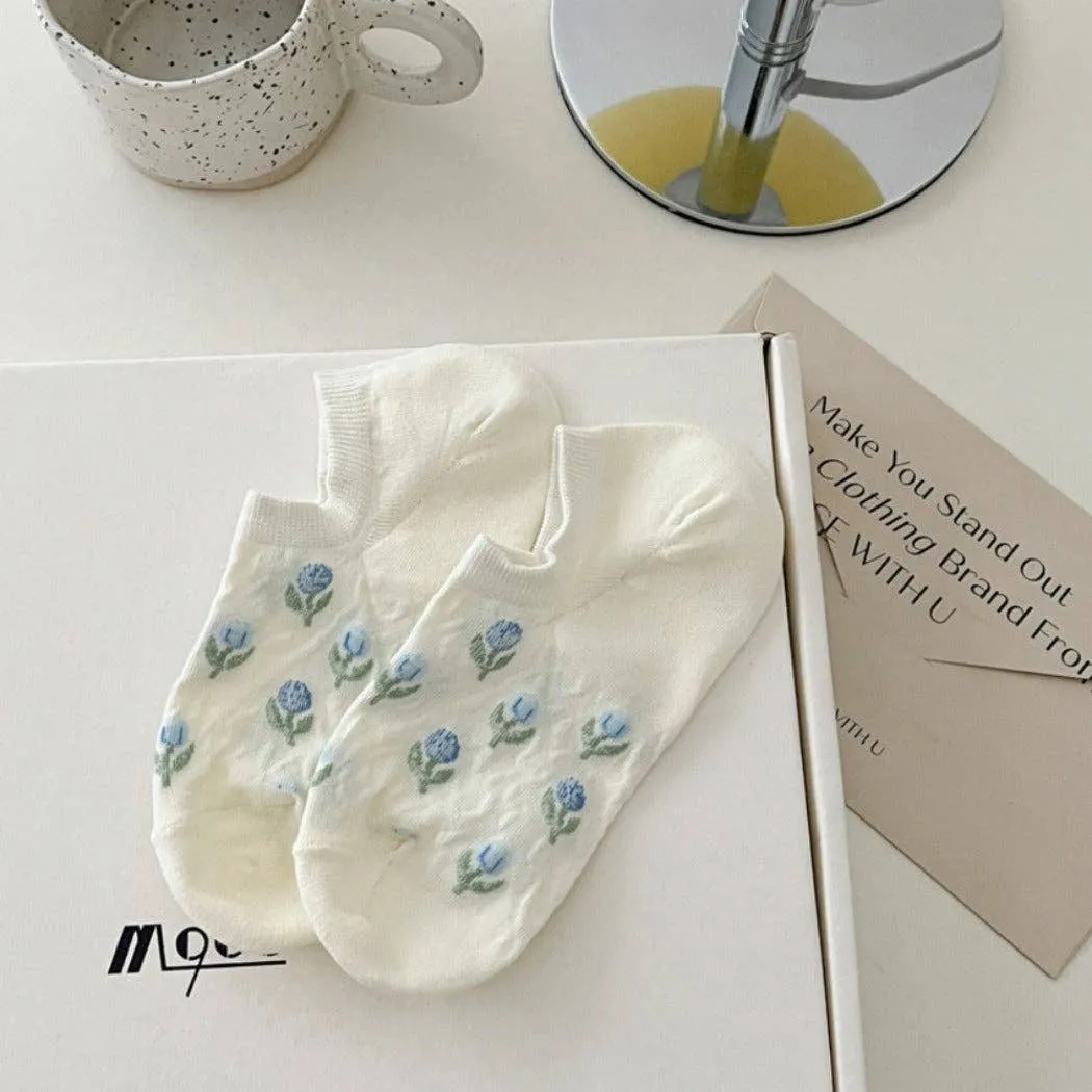 Tulip Print Summer Low-Cut Socks