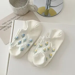 Tulip Print Summer Low-Cut Socks