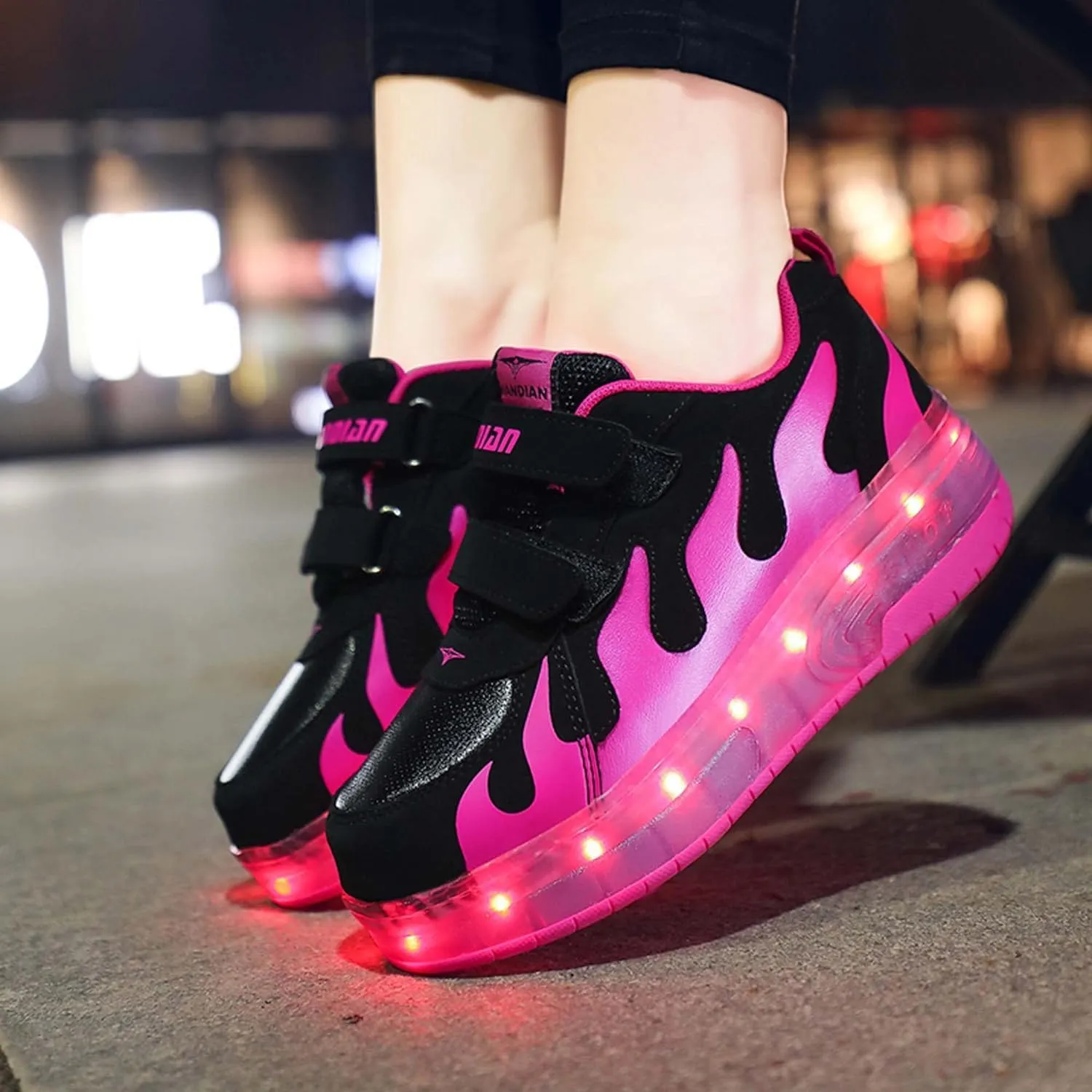 Two Wheeled Walking Shoes Rechargeable LED Flash Shoes Roller Skates