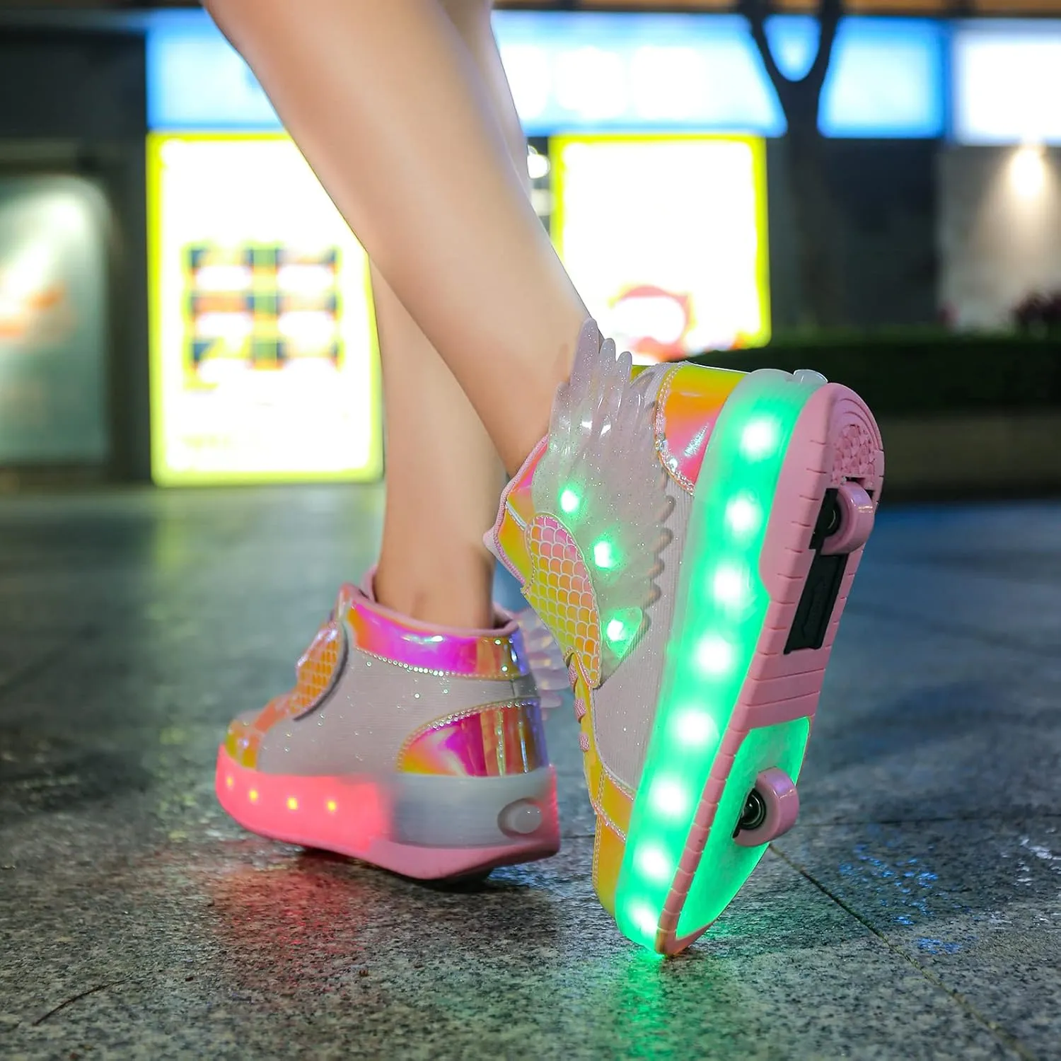 USB Rechargeable Roller Shoes Sneakers for Boys Girls Kids Gift LED Light Up Wheels Shoes Roller Skates