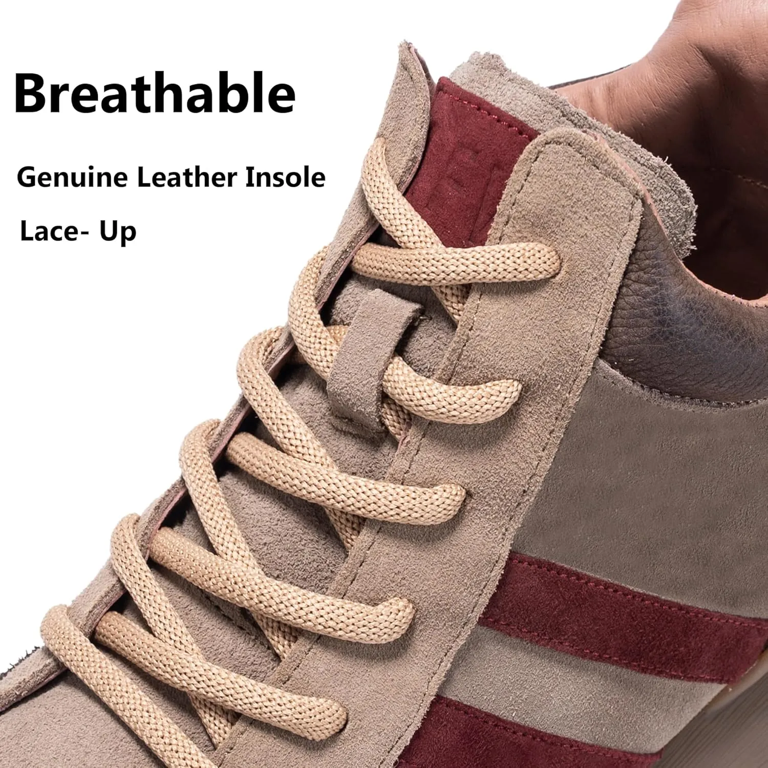 Women's Walking Shoes, Comfortable Running Shoe for Women, Non-Slip Athletic Sports Gym Breathable Durable Fashion Sneakers, Genuine Leather Oxford Rubber Lace Up Design