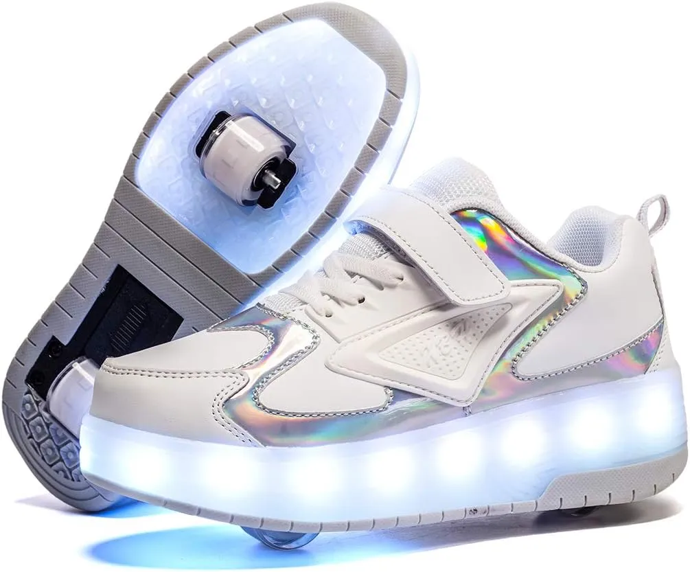 Ylllu Kids LED Roller Skate Shoes with Double Wheel Light up Roller Shoes Gift for Girls Boys Children